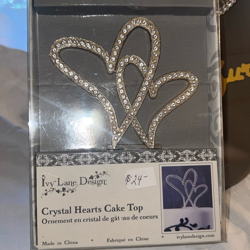 Crystal Hearts Cake Topper